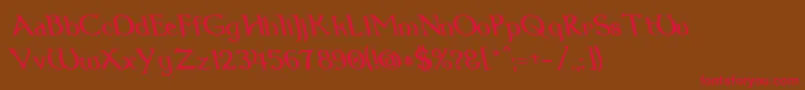 Dumbledor1RevItalic-Schriftart – Rote Schriften auf braunem Hintergrund
