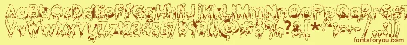 Gooeydrippysticky Font – Brown Fonts on Yellow Background