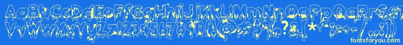 Gooeydrippysticky Font – Yellow Fonts on Blue Background