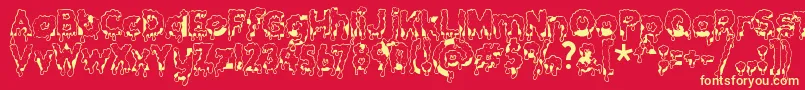 Gooeydrippysticky Font – Yellow Fonts on Red Background