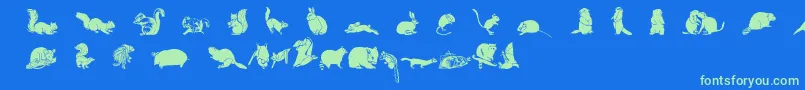 Wwfurryfriends-Schriftart – Grüne Schriften auf blauem Hintergrund