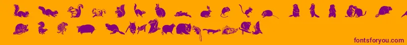 Wwfurryfriends-Schriftart – Violette Schriften auf orangefarbenem Hintergrund