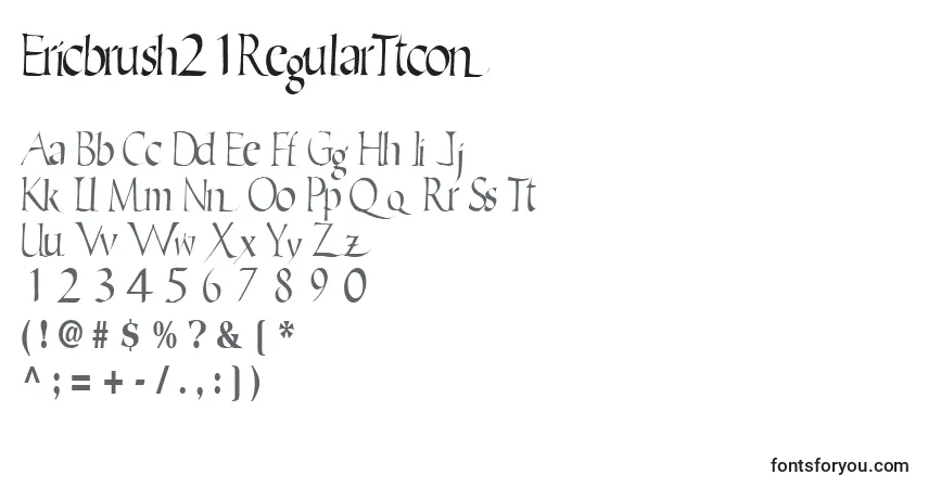 Czcionka Ericbrush21RegularTtcon – alfabet, cyfry, specjalne znaki