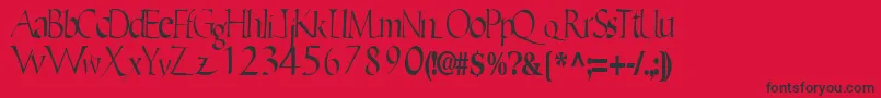 フォントEricbrush21RegularTtcon – 赤い背景に黒い文字