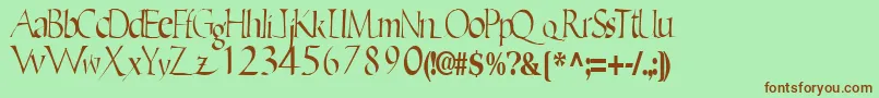 Ericbrush21RegularTtcon-Schriftart – Braune Schriften auf grünem Hintergrund