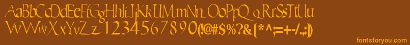 Ericbrush21RegularTtcon-Schriftart – Orangefarbene Schriften auf braunem Hintergrund