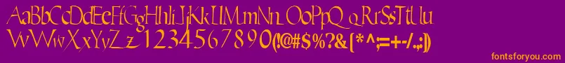 Fonte Ericbrush21RegularTtcon – fontes laranjas em um fundo violeta