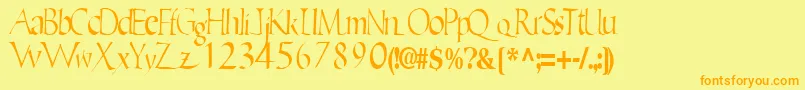 Ericbrush21RegularTtcon Font – Orange Fonts on Yellow Background