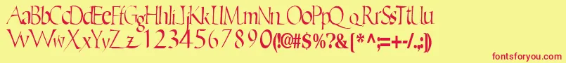 Ericbrush21RegularTtcon Font – Red Fonts on Yellow Background