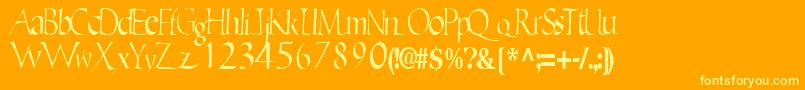 Подробнее о шрифте Ericbrush21RegularTtcon Шрифт Ericbrush21RegularTtcon – жёлтые шрифты на оранжевом фоне