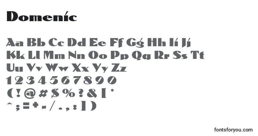 Шрифт Domenic – алфавит, цифры, специальные символы