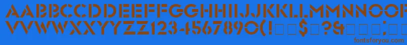 フォントGlastenNormal – 茶色の文字が青い背景にあります。