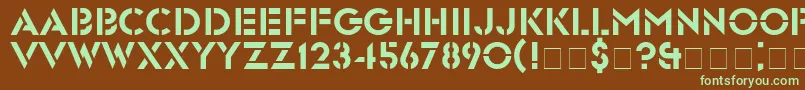 フォントGlastenNormal – 緑色の文字が茶色の背景にあります。