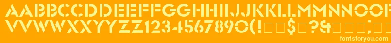 GlastenNormal-Schriftart – Gelbe Schriften auf orangefarbenem Hintergrund