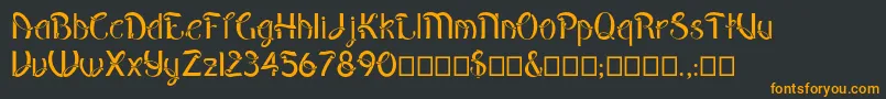 フォントPepinot – 黒い背景にオレンジの文字