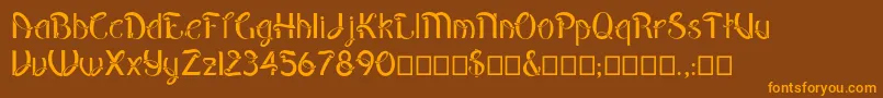 Pepinot Font – Orange Fonts on Brown Background