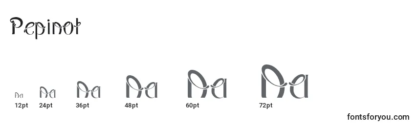 Размеры шрифта Pepinot