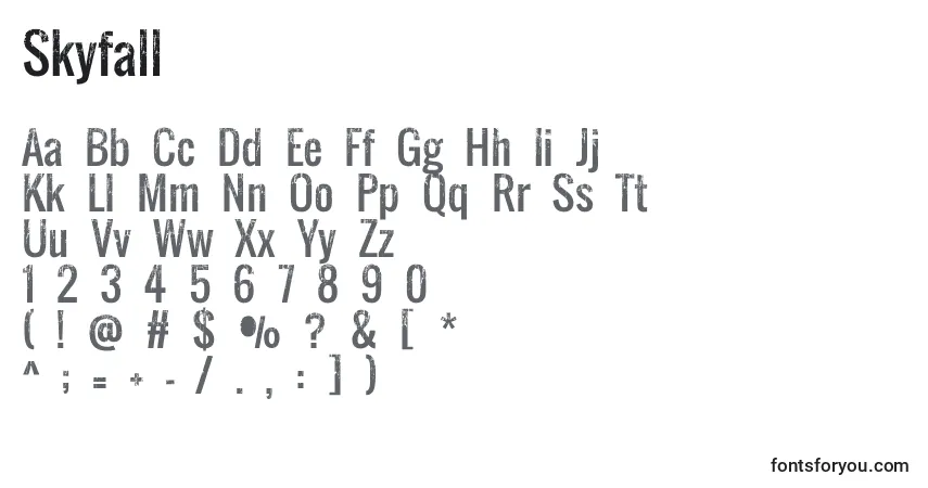 Czcionka Skyfall – alfabet, cyfry, specjalne znaki