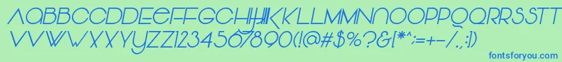 Шрифт Vonique64Italic – синие шрифты на зелёном фоне