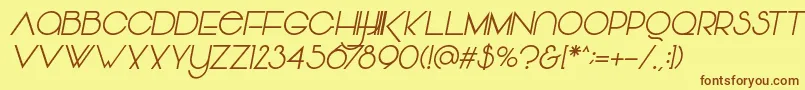Шрифт Vonique64Italic – коричневые шрифты на жёлтом фоне