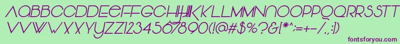 Vonique64Italic Font – Purple Fonts on Green Background