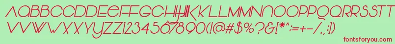 Шрифт Vonique64Italic – красные шрифты на зелёном фоне