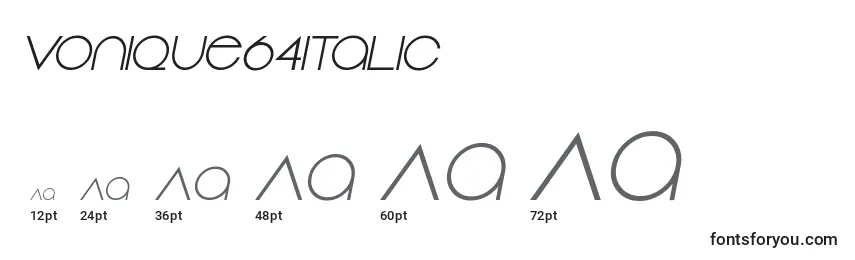 Размеры шрифта Vonique64Italic