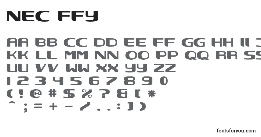 Czcionka Nec ffy – alfabet, cyfry, specjalne znaki