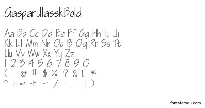 Schriftart GasparillasskBold – Alphabet, Zahlen, spezielle Symbole