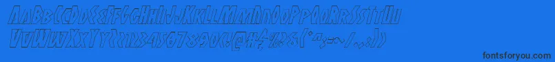 Antikytheraoutlineital-Schriftart – Schwarze Schriften auf blauem Hintergrund