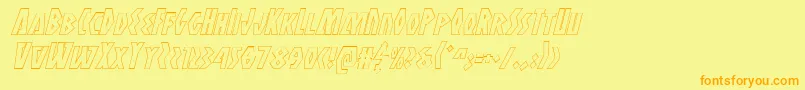 Antikytheraoutlineital-Schriftart – Orangefarbene Schriften auf gelbem Hintergrund