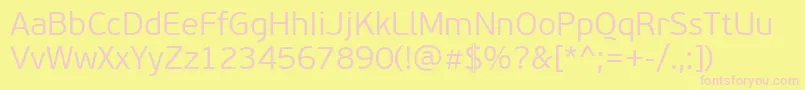 Czcionka PfbeausansproLight – różowe czcionki na żółtym tle