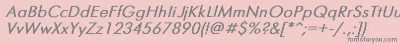 FuturisBoldItalic-fontti – harmaat kirjasimet vaaleanpunaisella taustalla