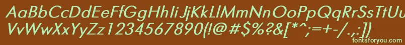 フォントFuturisBoldItalic – 緑色の文字が茶色の背景にあります。