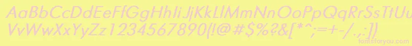 FuturisBoldItalic-fontti – vaaleanpunaiset fontit keltaisella taustalla