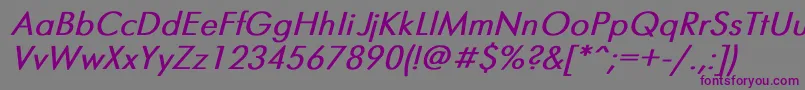 FuturisBoldItalic-fontti – violetit fontit harmaalla taustalla