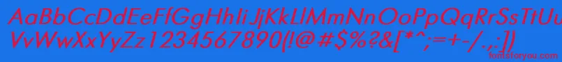 FuturisBoldItalic Font – Red Fonts on Blue Background