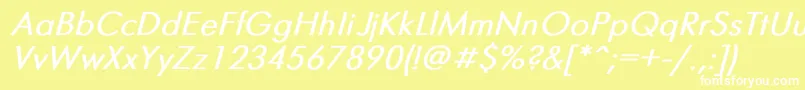 フォントFuturisBoldItalic – 黄色い背景に白い文字