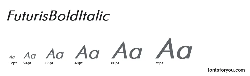 Größen der Schriftart FuturisBoldItalic