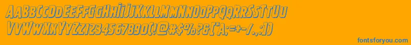 Ghoulishintentshadowital-Schriftart – Blaue Schriften auf orangefarbenem Hintergrund