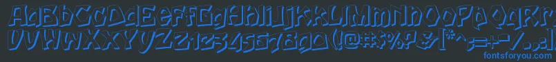 HoutsneeletterShadowフォントについての詳細 フォントHoutsneeletterShadow – 黒い背景に青い文字