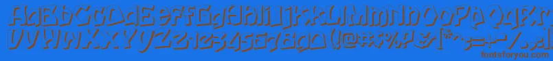フォントHoutsneeletterShadow – 茶色の文字が青い背景にあります。