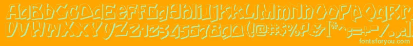 HoutsneeletterShadow-Schriftart – Grüne Schriften auf orangefarbenem Hintergrund