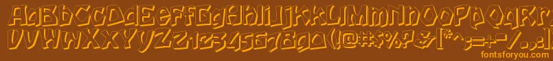 HoutsneeletterShadow-Schriftart – Orangefarbene Schriften auf braunem Hintergrund