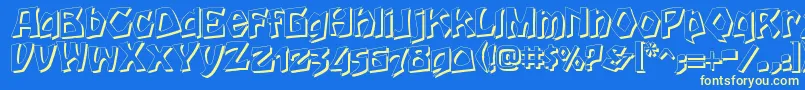 HoutsneeletterShadow Font – Yellow Fonts on Blue Background