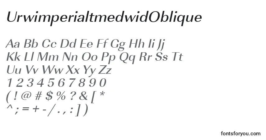 A fonte UrwimperialtmedwidOblique – alfabeto, números, caracteres especiais