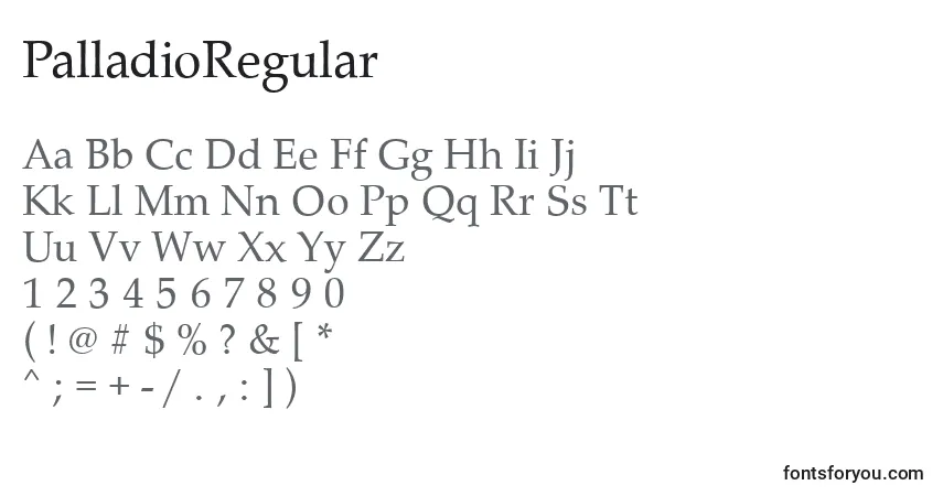 Шрифт PalladioRegular – алфавит, цифры, специальные символы