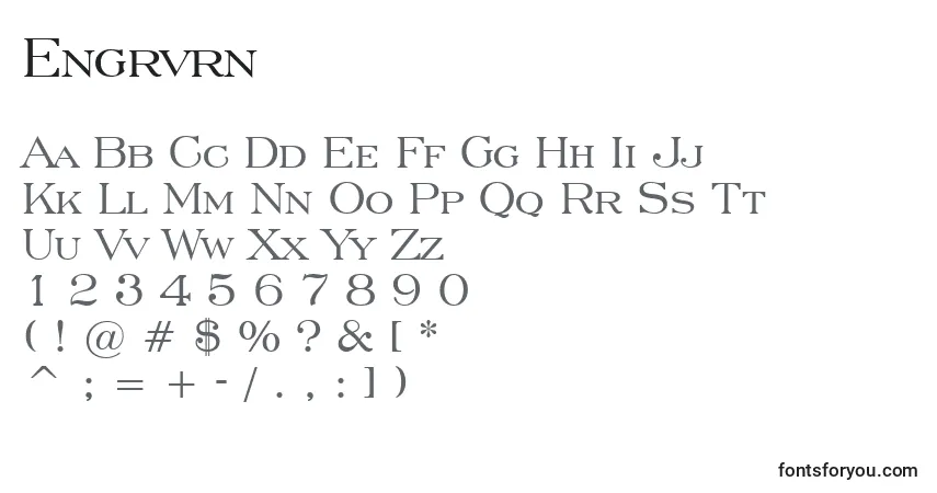 Engrvrnフォント–アルファベット、数字、特殊文字