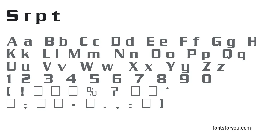 Czcionka Srpt – alfabet, cyfry, specjalne znaki