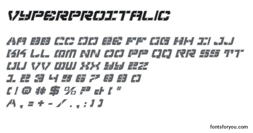 Schriftart VyperProItalic – Alphabet, Zahlen, spezielle Symbole